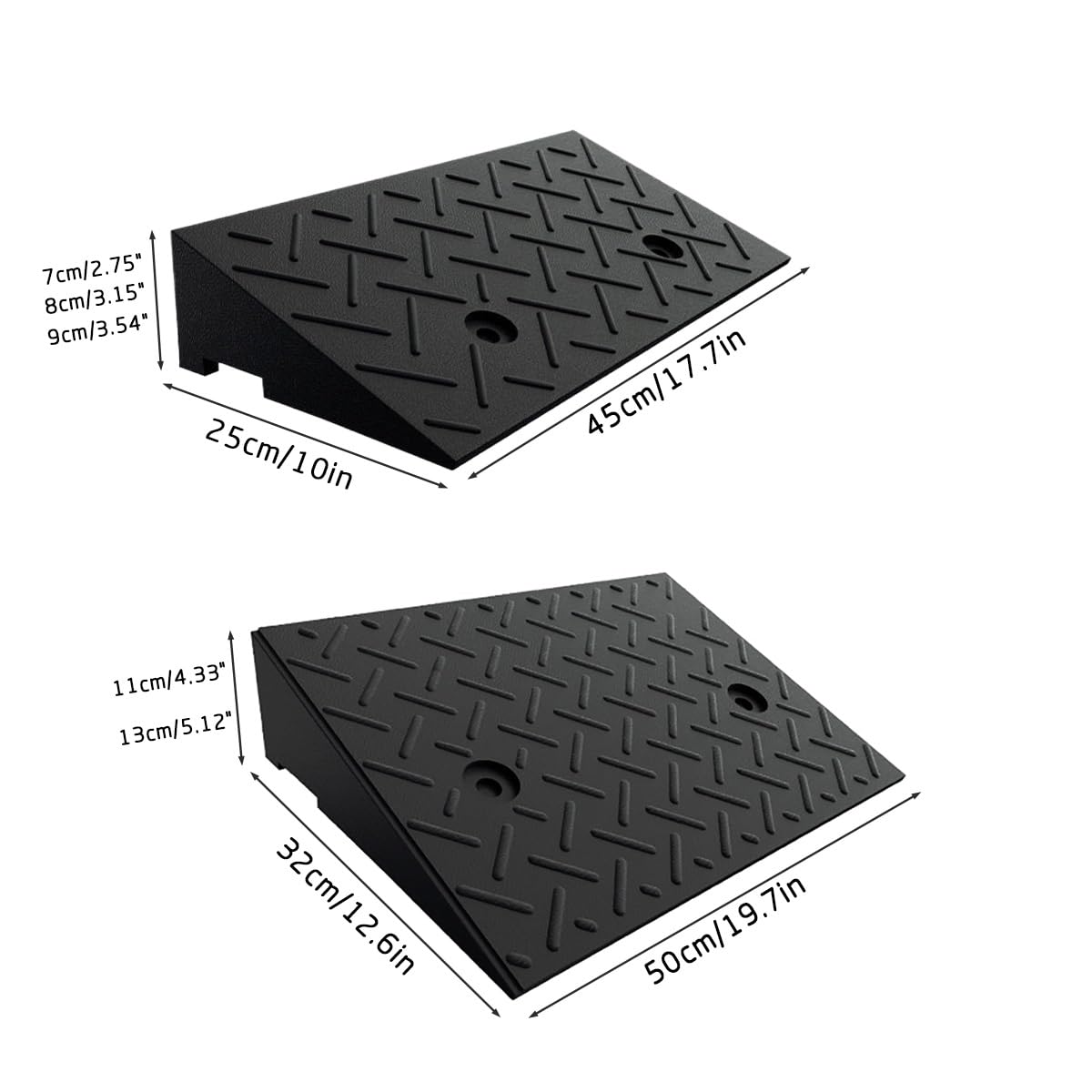 Rampa De Umbral De Goma Resistente para Bordillos/escalones, Antideslizantes Rampa De Acceso Negro Rampa De Cuña De Goma para Sillas De Ruedas/Coches/Motos/Garaje/Acera(45x25x7cm/17.7x10x2.75in)