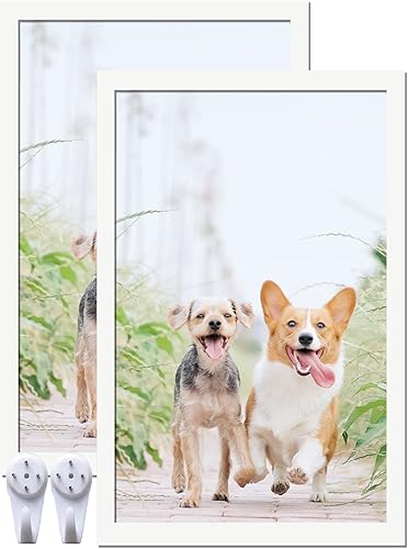 Vista 128 de Juego de 5 portarretratos de 10 x 14 pulgadas, marcos de fotos blancos de alta transparencia para galería de pared horizontal de escritorio vertical