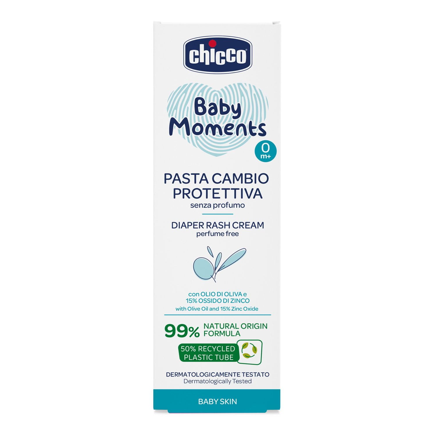 Chicco Baby Moments Pasta Cambio Protettiva, Pasta Cambio Pannolino, Ossido di Zinco, Formula Delicata, 100 ml