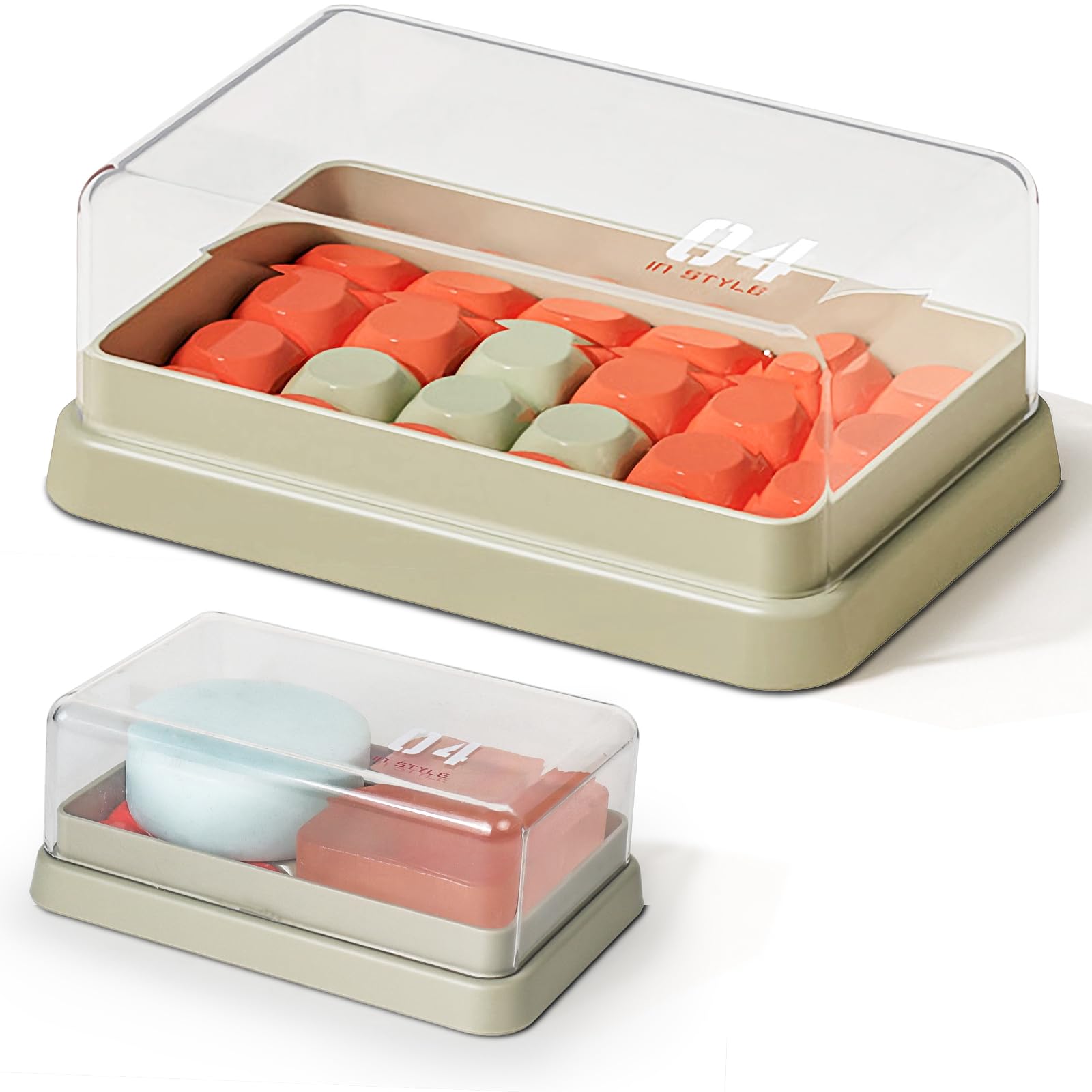 AIMAIAIMAI Minimalist Shampoo Bar Holder with Drain Tray, Compatible with Dr Squatch & Duke Cannon Large Soap, Double Layer Clear Solid Shampoo Bar