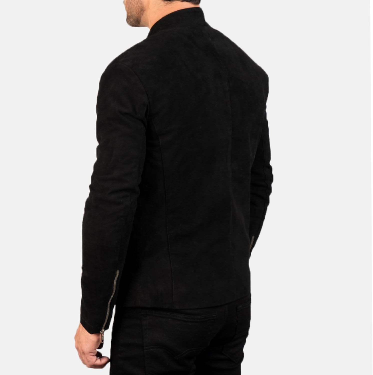 Brown Suede Jacket Men - Black Real Lambskin Leather Jacket for Men and blue suede jacket