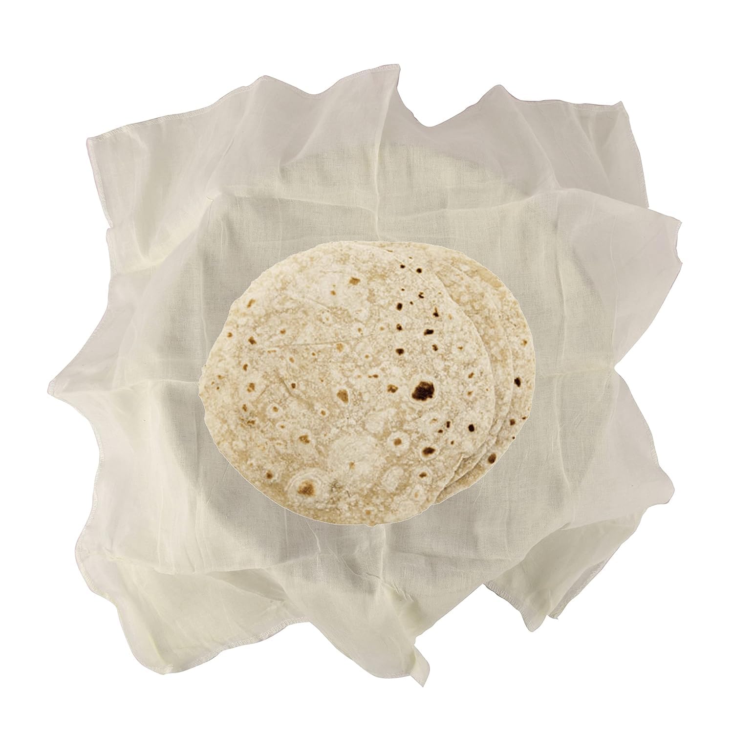 SONU COMMERCIAL Soft Cotton Roti Cloth (Pack of 6) | 100% Muslin Food Wrap for Chapati, Paratha, Hotcase, Tiffin, Sandwich | Reusable, Breathable, Washable Kitchen Cloth (18"x18")