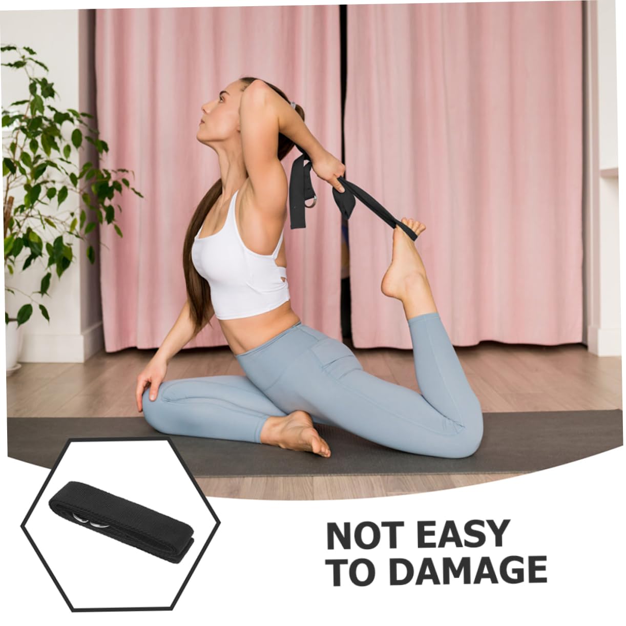10piezas Correa De Yoga Ajustable Banda No Elástica De Estiramiento Para Ejercicio y Suministro De Yoga Color Negro