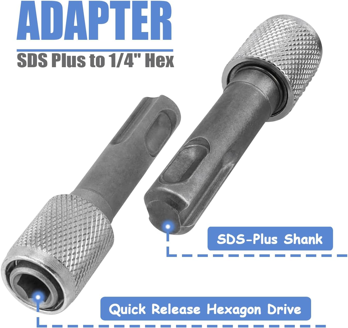 Mesee 5 Pieces SDS-Plus Shank Drill Chuck Adapters SDS PLUS to 1/4" Hex Socket Adapter Converter 1/4 Inch Hex Shank Screwdriver Drill Bit Holder for Electric Hammer Impact Drills
