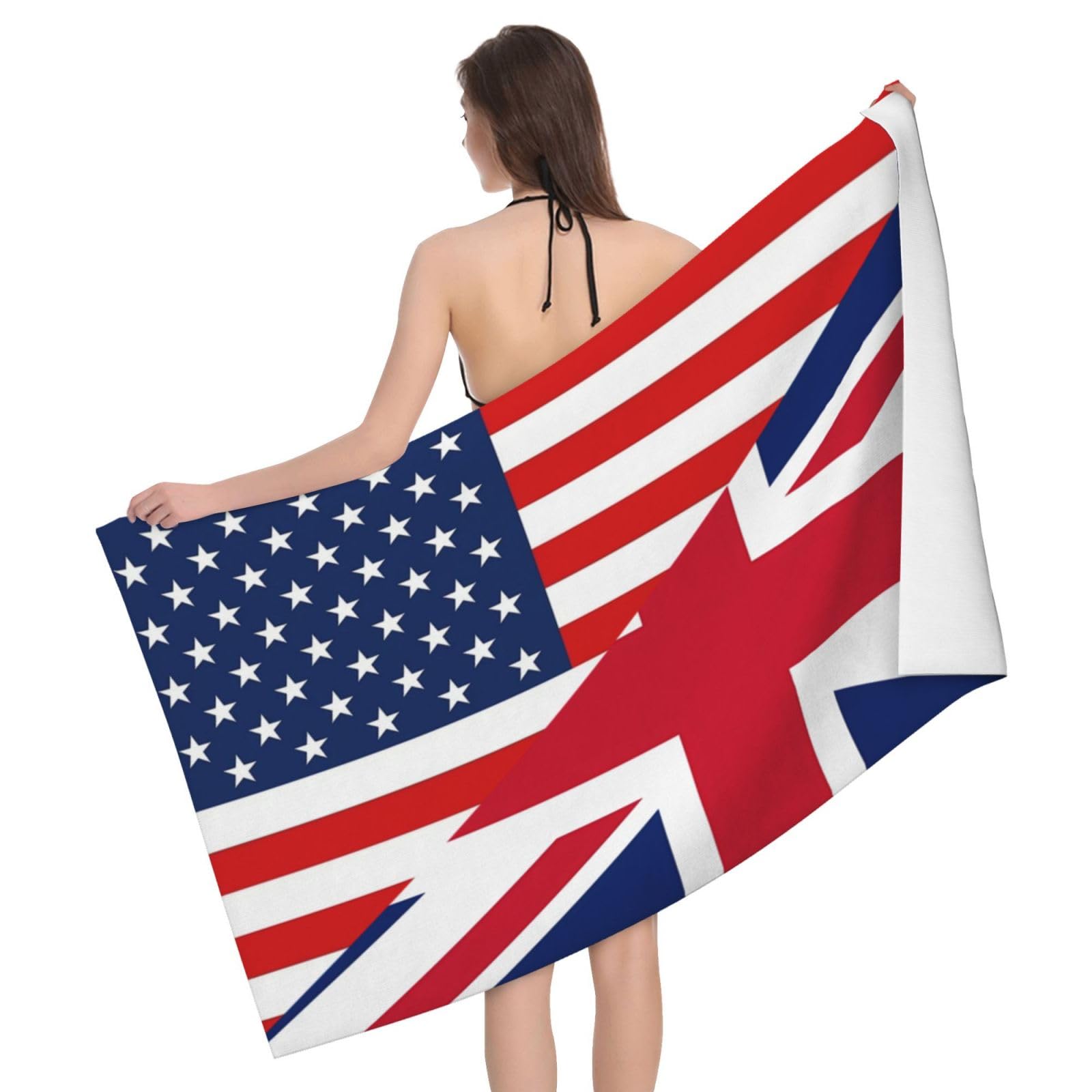 HLBSDM Microfiber America Flag and Britain Flag Beach Towel Quick Dry Soft Sand Free Beach Towels for Pool Swim Beach Lightweight Thin Towels