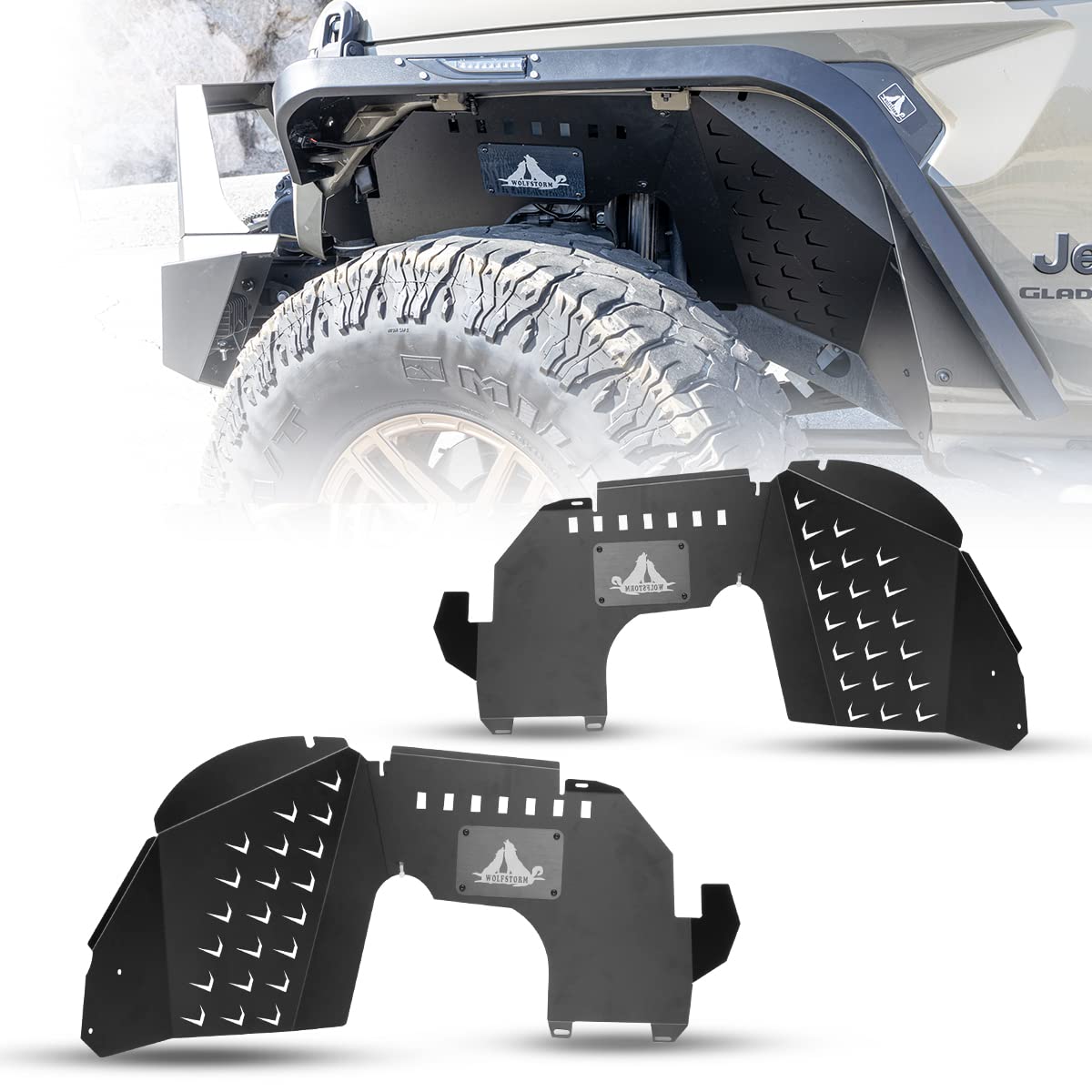 Photo 1 of Nixon Offroad Front Inner Fender Liners Fit For 2019 2020 2021 2022 2023 Jeep Gladiator JT 2-Doors & 4-Doors Heavy Duty Steel Rear Wheel Liners (Rear 2PCS)