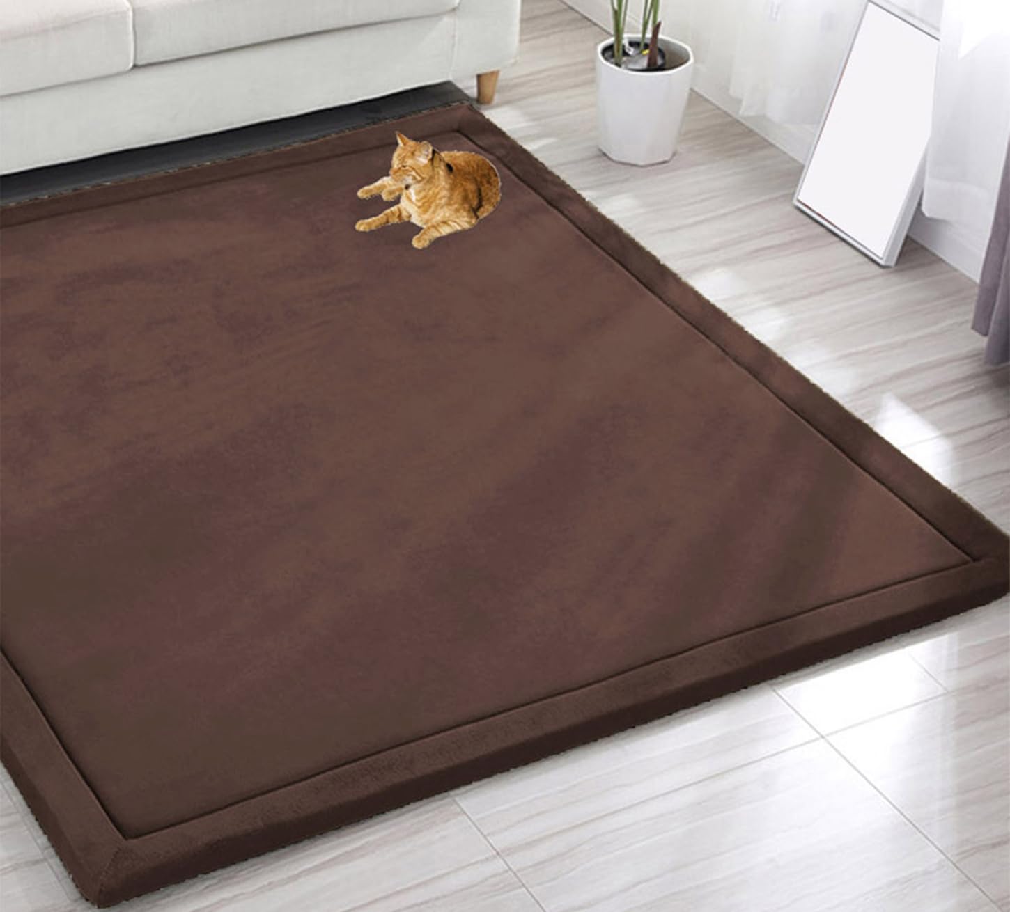 Grand tapis de jeu velours de corail épais et doux 120x200