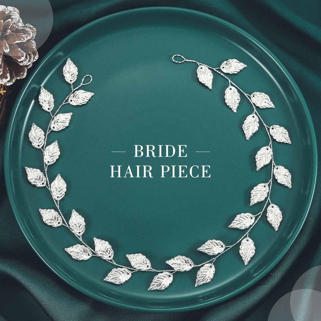 Yean Hochzeits-Stirnband, Blattgold, Brautschmuck, für Brautjungfer und Blumenmädchen (39 cm) (Silber)