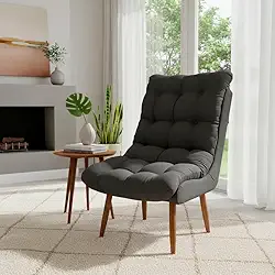 Poltrona Decorativa Para Sala Recepção Clinica Manicure Consultório Escritório Sufler Tecido Linho (Cinza)