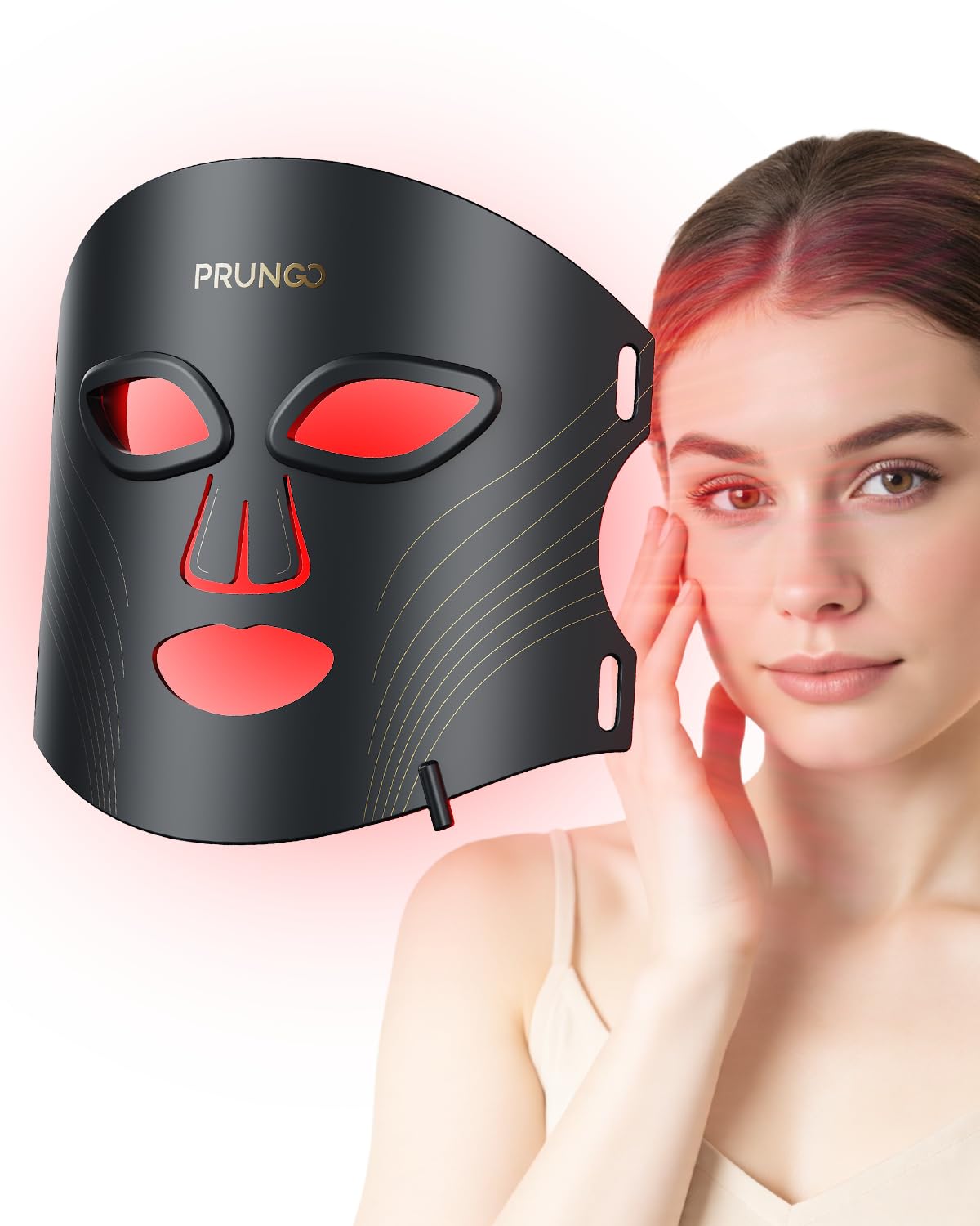 Red Light Therapy for Face LED Mask with 3 Light Modes Portable Rechargeable Device 850nm Infrared Lightweight Comfortable