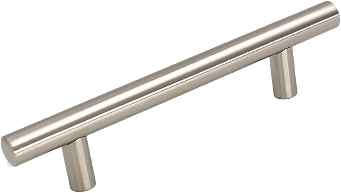 Brushed Nickel Modern Kitchen Cabinet Pulls 3.5inch - Homdiy HD201BSS Stainless Steel Furniture Cabinet Hardware Pulls T Bar Closet Cabinet Desk Drawer Dresser Handles 15 Pack