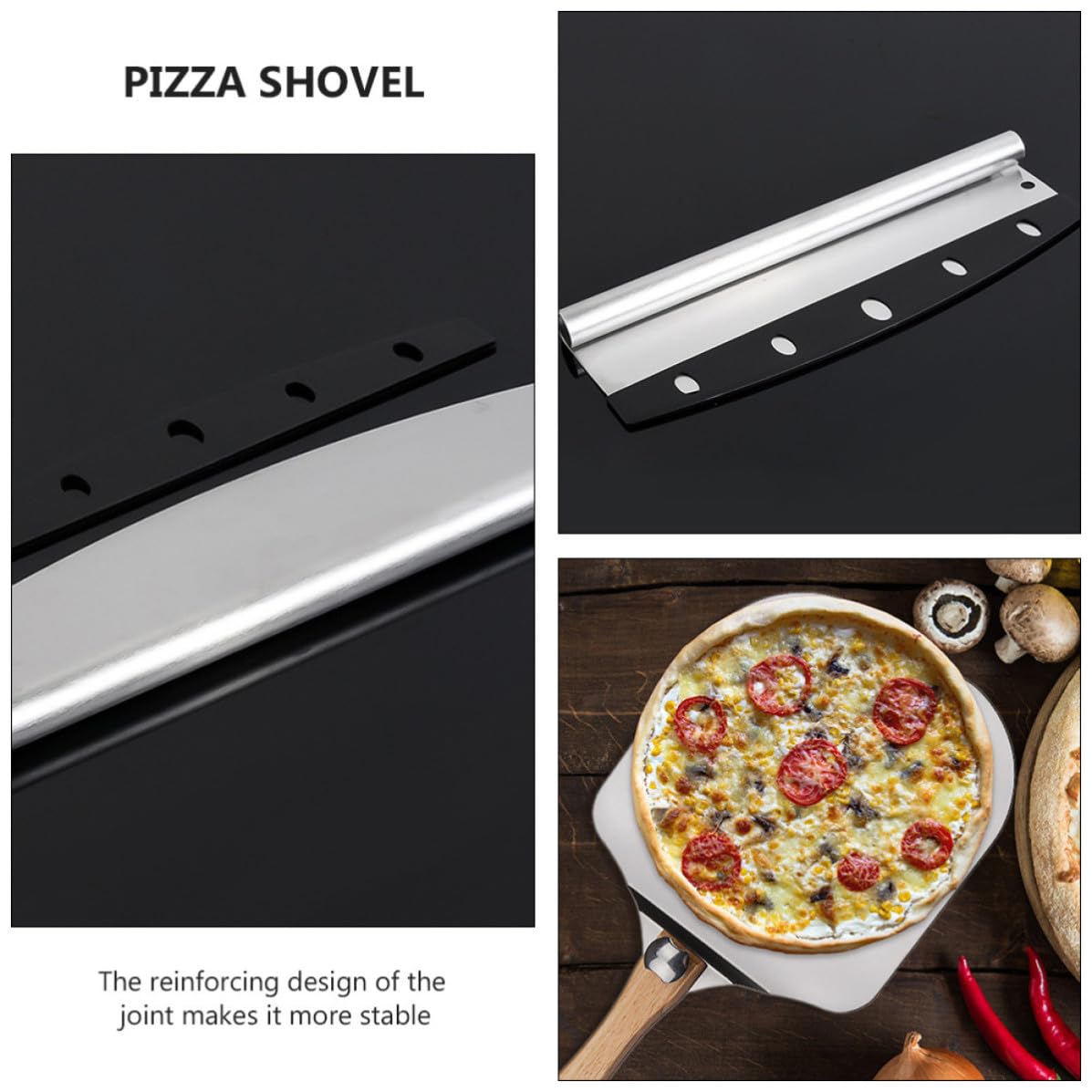 2 Pezzi Pala per Pizza Pieghevole in Alluminio Manico in Legno, Set