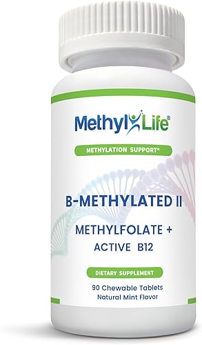 Methyl-Life B-Methylated II, ácido fólico puro de grado farmacéutico activo y B12 (como metilcobalamina, 3,75 mg) - Suministro de 3 meses.