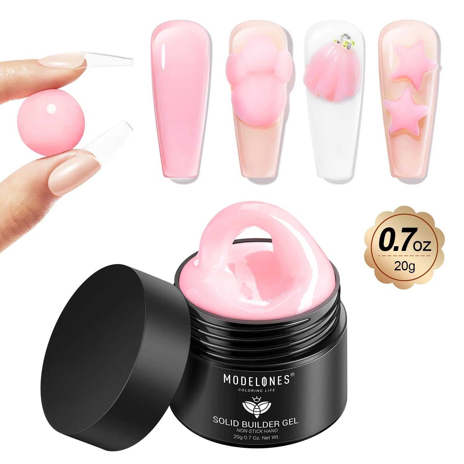 MODELONES Soft Pink - Non-Stick Hands Solid Builder Gel from BELLE GAGA™ Nail Extension Gel Acrylic Gel Nail Strengthen Gel Nail Art Manicure (Soft Pink)-image-37