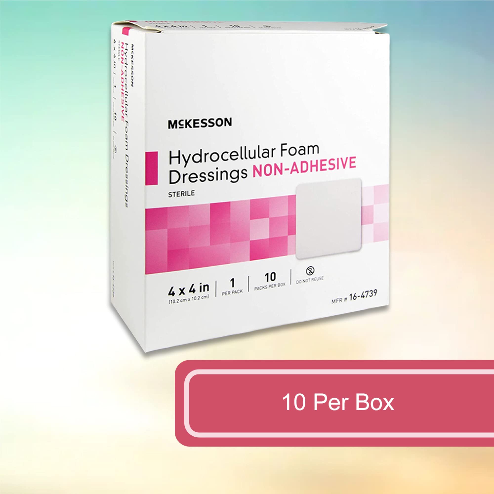 McKesson Hydrocellular Foam Dressings, Sterile, NonAdhesive, Pad 4 in