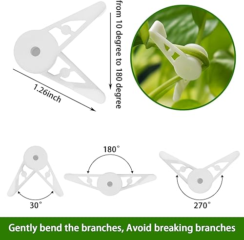 Miniatura 2 de YBB 60 clips ajustables de 360 grados, clips de entrenamiento de tallo para entrenamiento de bajo estrés (verde + blanco)