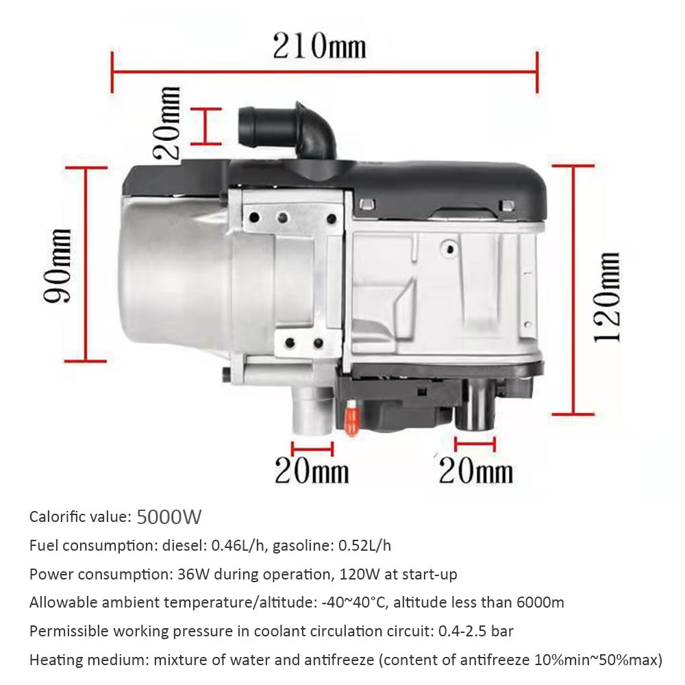 riscaldatore idronico del riscaldatore di parcheggio dell'Acqua Diesel 5KW con Il Telecomando per Il rimorchio del Camper del Camion del Camper del Camper della Barca,12v