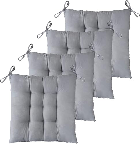 ELFJOY Paquete de 4 cojines para sillas de comedor de 17 x 17 pulgadas, cojines de asiento para sillas de cocina, suaves y cómodos, cuadrados con