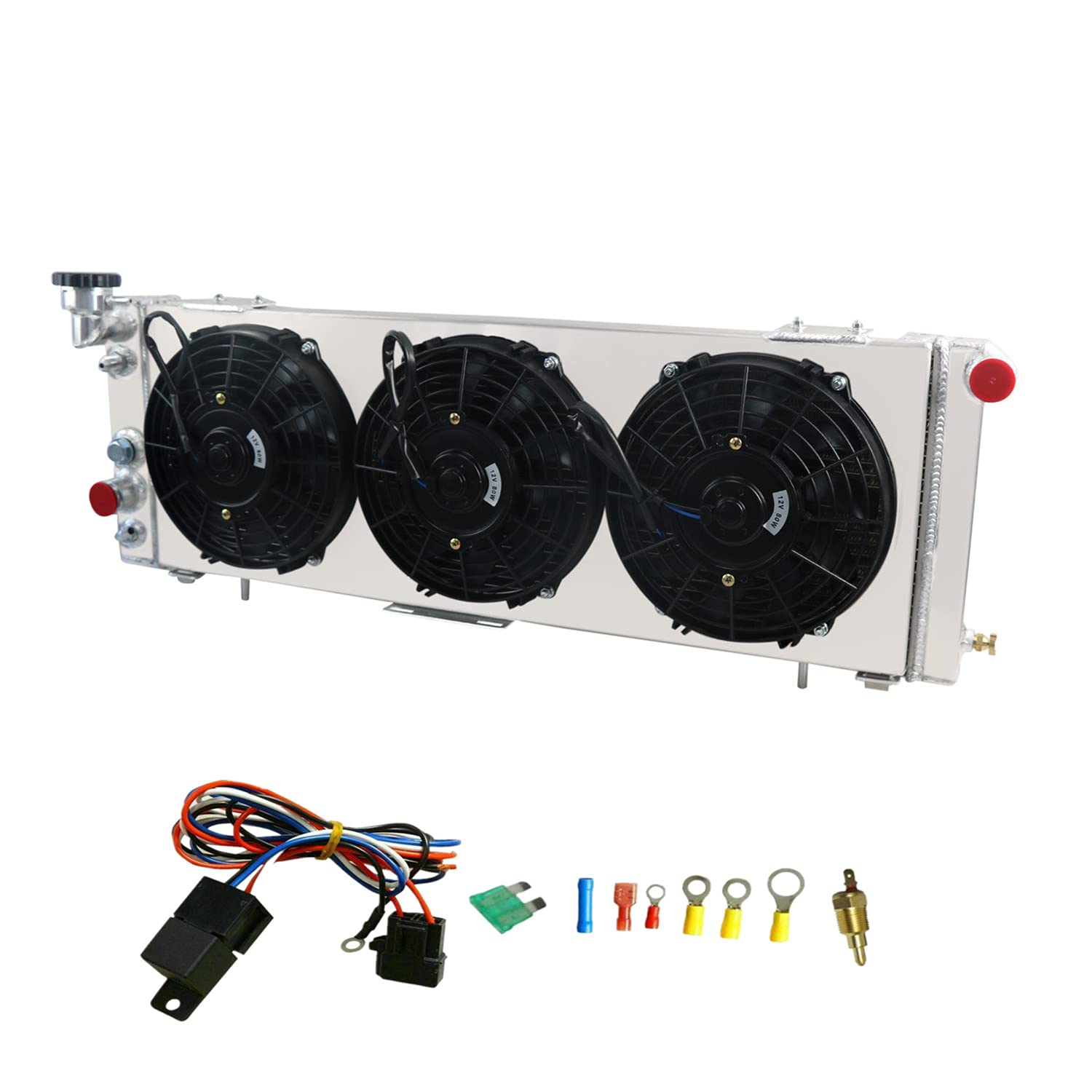 Photo 1 of CoolingSnow Radiator Cooler for 1984-2001 Jeep Cherokee Comanche Wagoneer 2.8L 4L L6 V6 GAS, All Aluminum Radiator (3 Row Radiator Shroud Fan Relay Kits)