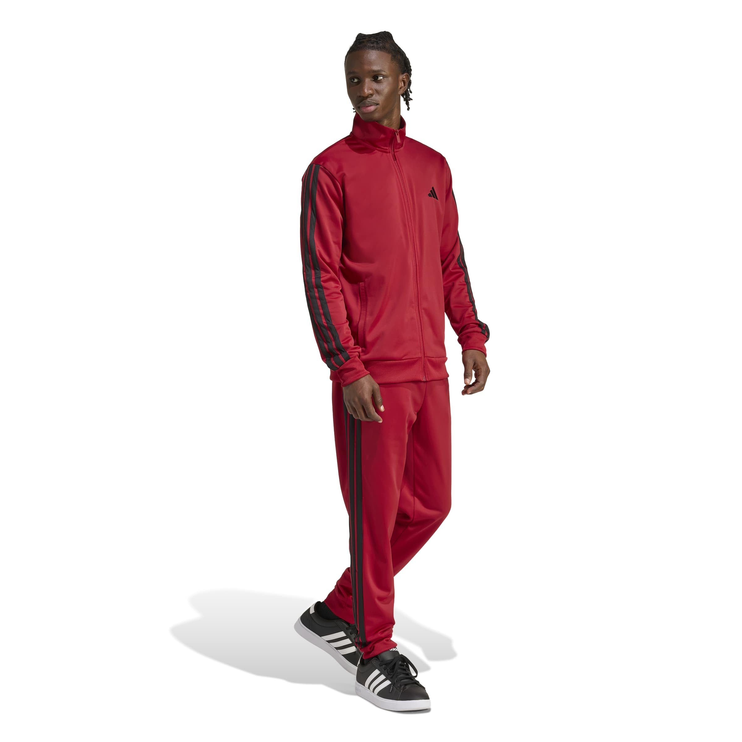 adidas Homme SPORTSWEAR BASIC 3 STRIPES TRICOT TRACKSUIT, active maroon, S