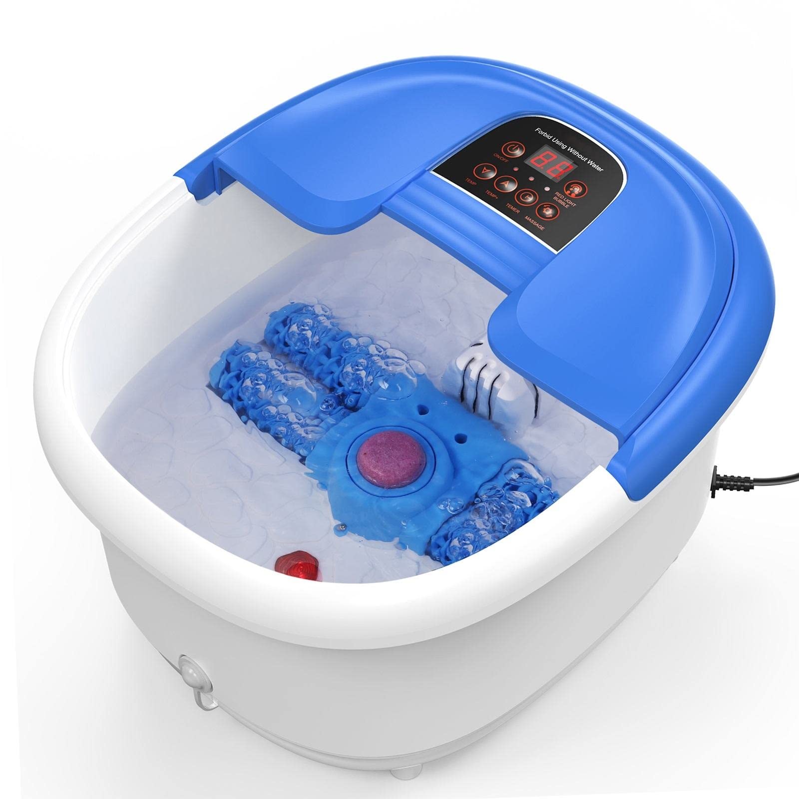 JINGYAN Massaggiatore per Pediluvio con Rullo Automatico, 3 Modalità Shiatsu, Pressione, Impastamento, Riscaldamento, Macchina per Massaggio Bagno