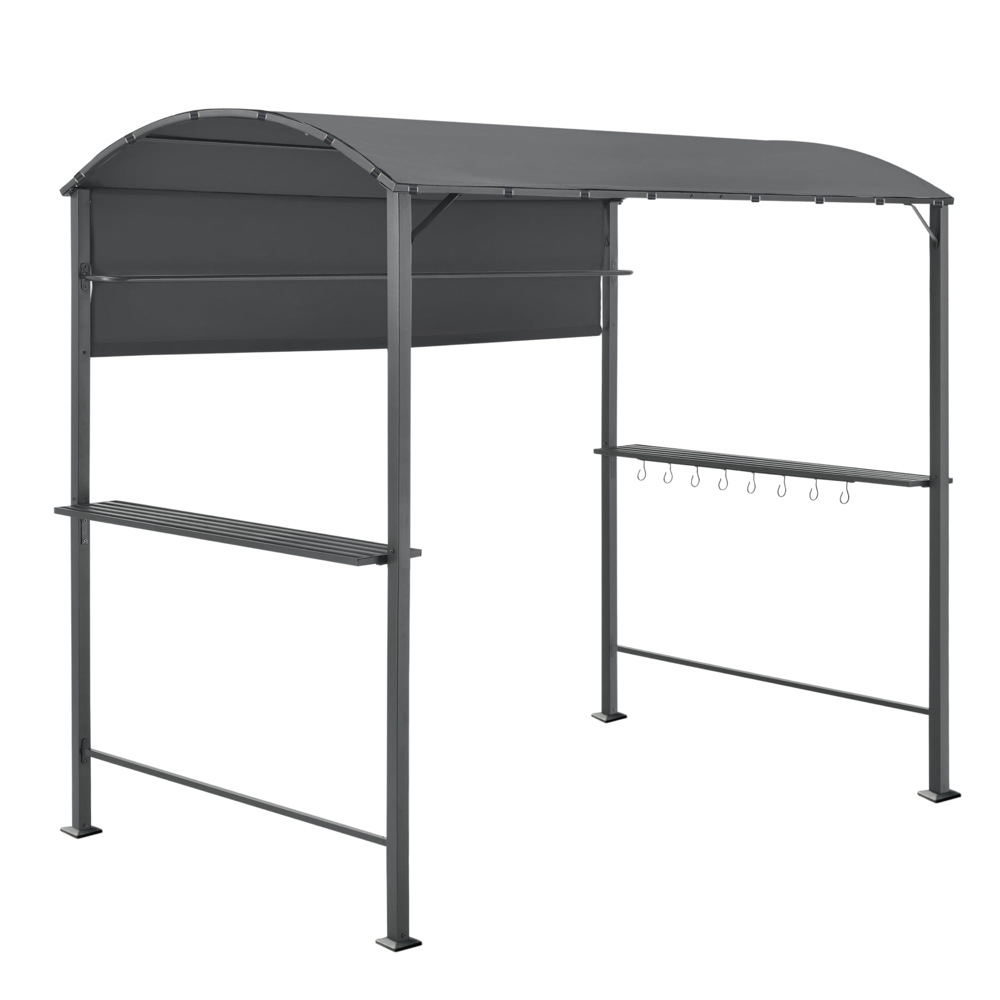 [en.casa] Pawilon grillowy Pyrgos 215 x 220 x 140 cm, namiot grillowy z barkami, grill pawilon, daszek na grilla, dach okrągły, odporny na działanie wody, stalowy stelaż, ciemnoszary