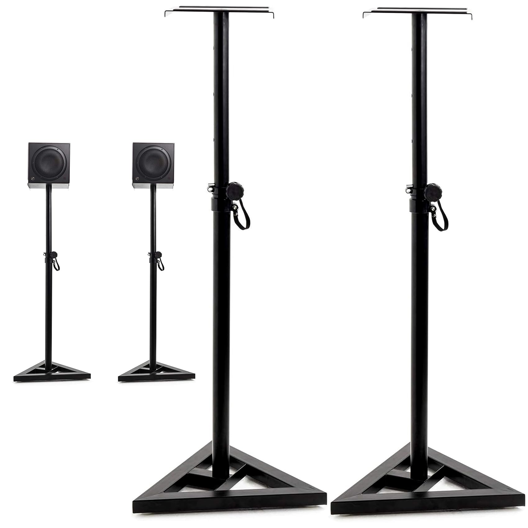 Display4top Adjustable 6 height (80 cm, 90 cm,100 cm',110 cm', 120 cm,130 cm) Floor Speaker Stand for Studio Monitor Speaker Stands Heavy Duty Metal Triangle Pair Steel Stands,2pcs