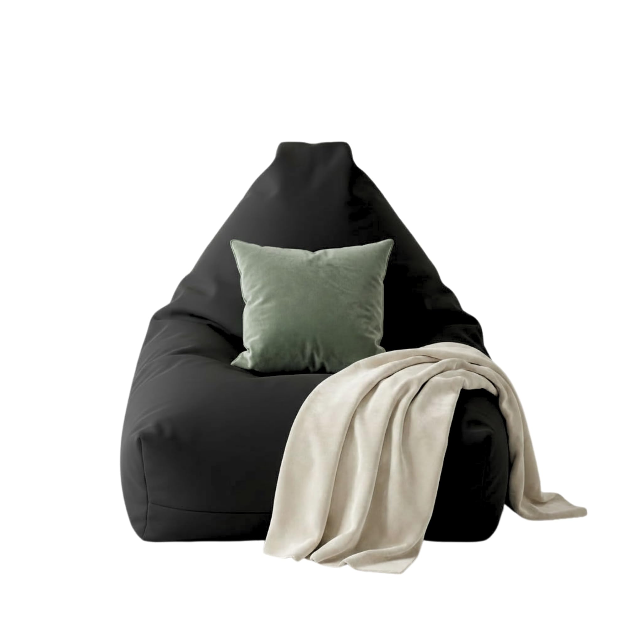 Kosiproducts Soft Polyester Bean Bag Chair with Polystyrene Beads - Water Resistant Comfortable Gaming Lounger Seat for Adults Kids [Black, Large]