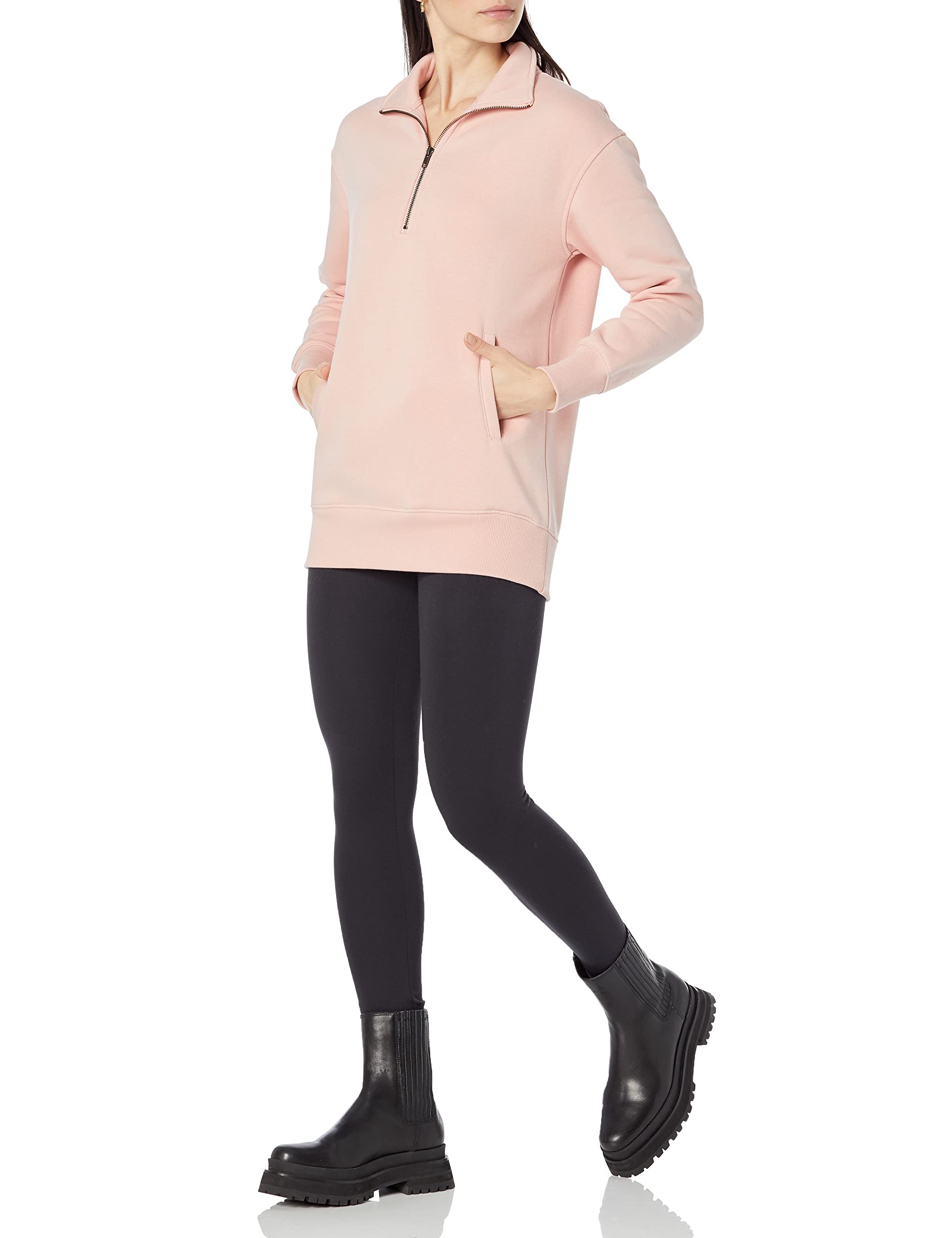 Amazon Aware Felpa a Tunica con Mezza Cerniera dalla vestibilità Comoda (Taglie Forti Disponibili) Donna