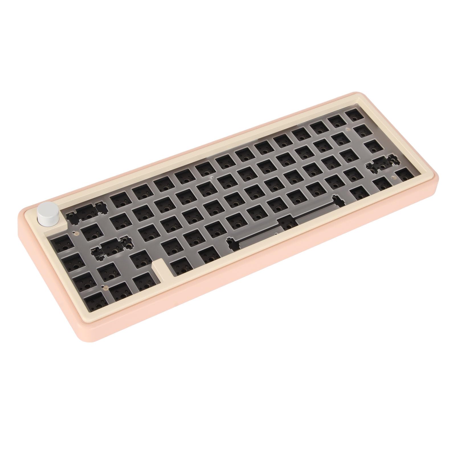 Kit de Bricolaje de Teclado, Teclado Barebones de Alta Dureza Tipo C con Cable de Aleación de Aluminio Intercambiable en Caliente con Perilla para para Oficina (Pink)