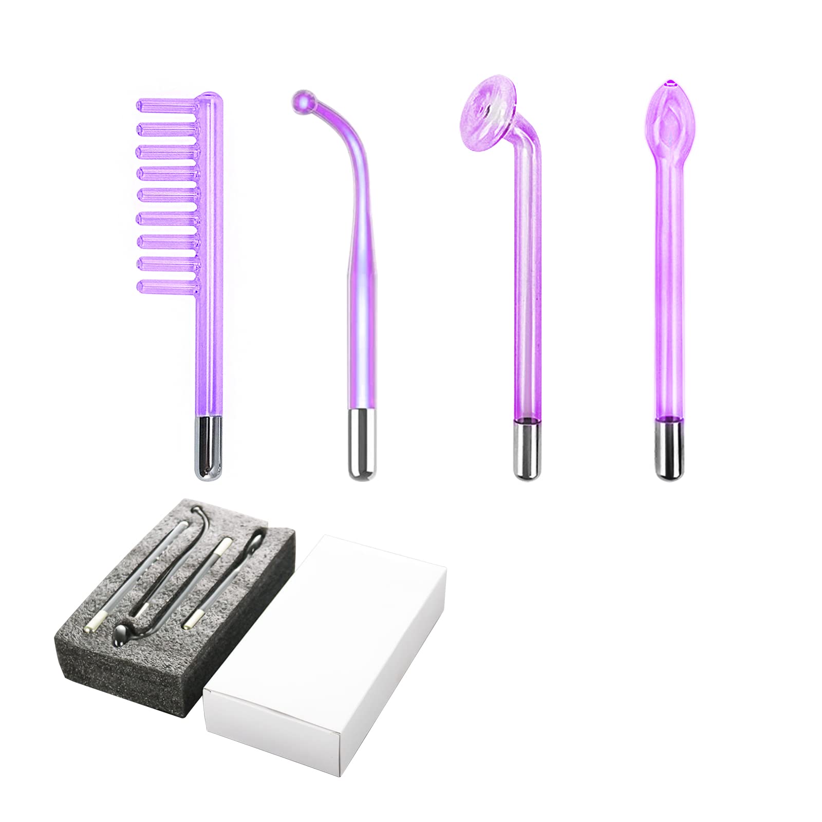 ElitziaHigh Frequency Facial Device Component Electrotherapy Stick Tube 4Pcs Electrode Wand Glass Tube for Skin Care Acne Treatment Skin Tightening Wrinkle Removal ETS701