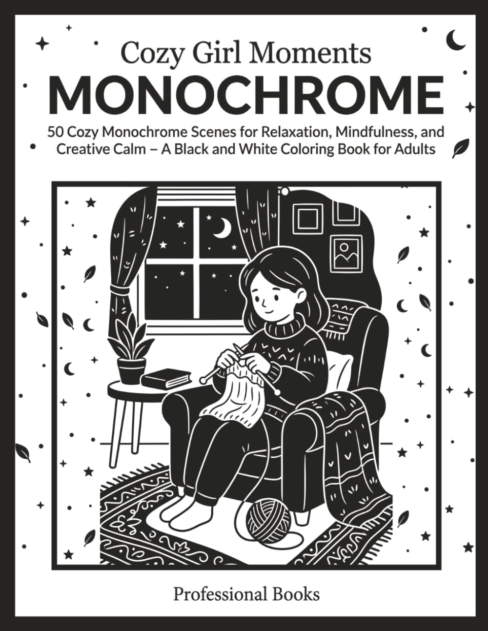 Cozy Girl Moments Monochrome Coloring Book: 50 Cozy Monochrome Scenes for Relaxation, Mindfulness, and Creative Calm – A Black and White Coloring Book for Adults (Monochrome Moments Coloring Series)