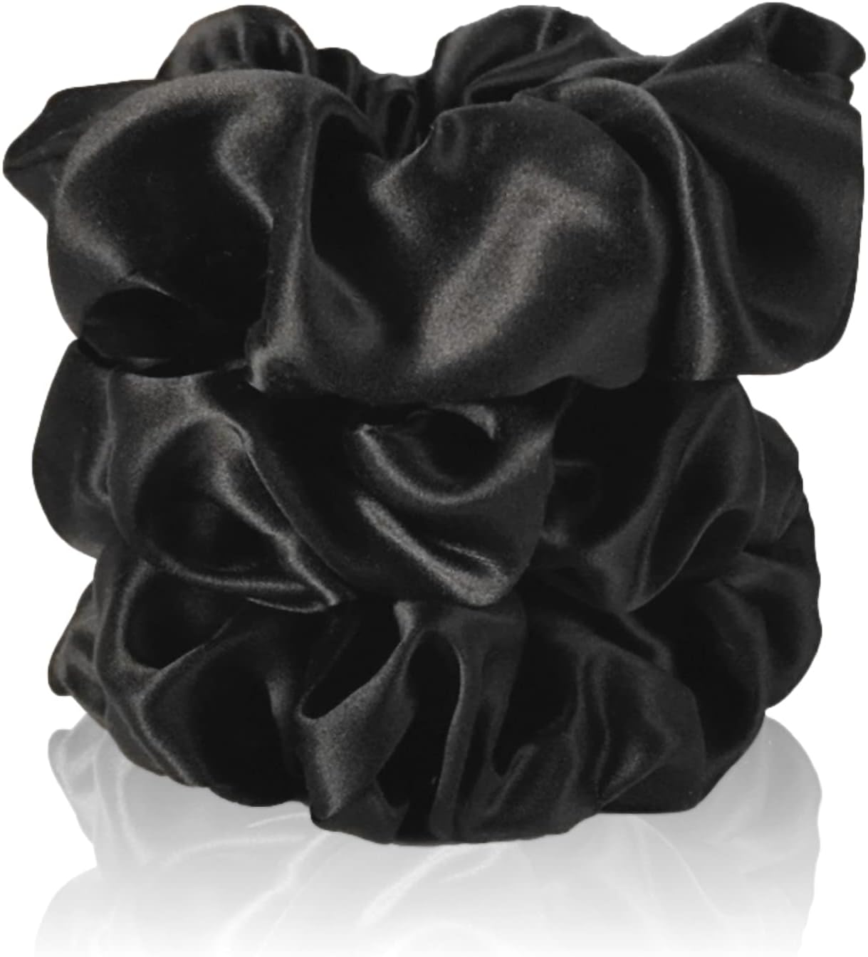 CELESTIAL SILK Mulberry Silk Scrunchies for Hair (Large, Black)