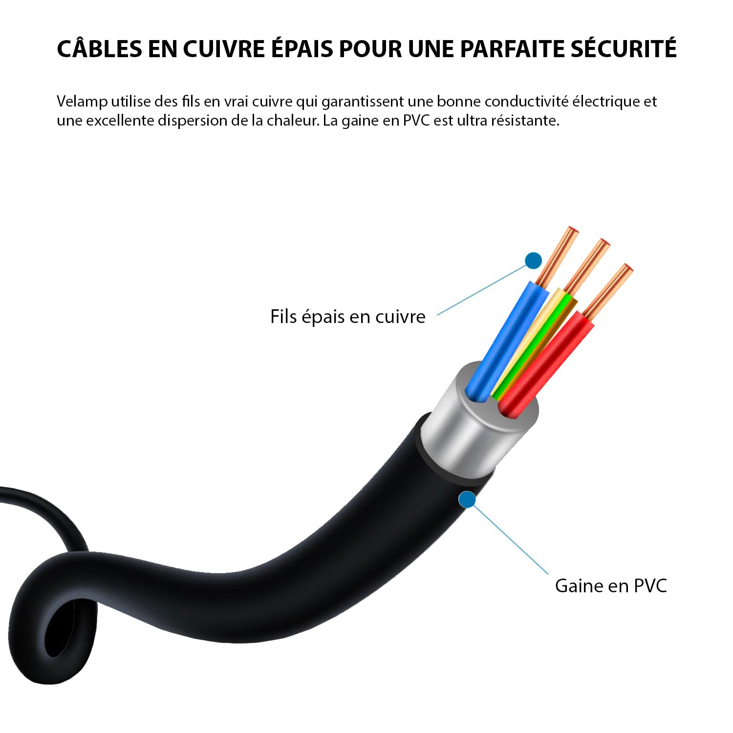 Velamp DOMREEL-10- Enrouleur HO5VV-F 4 prises 3G1.0 10m + coupe-circuit - avec poignée