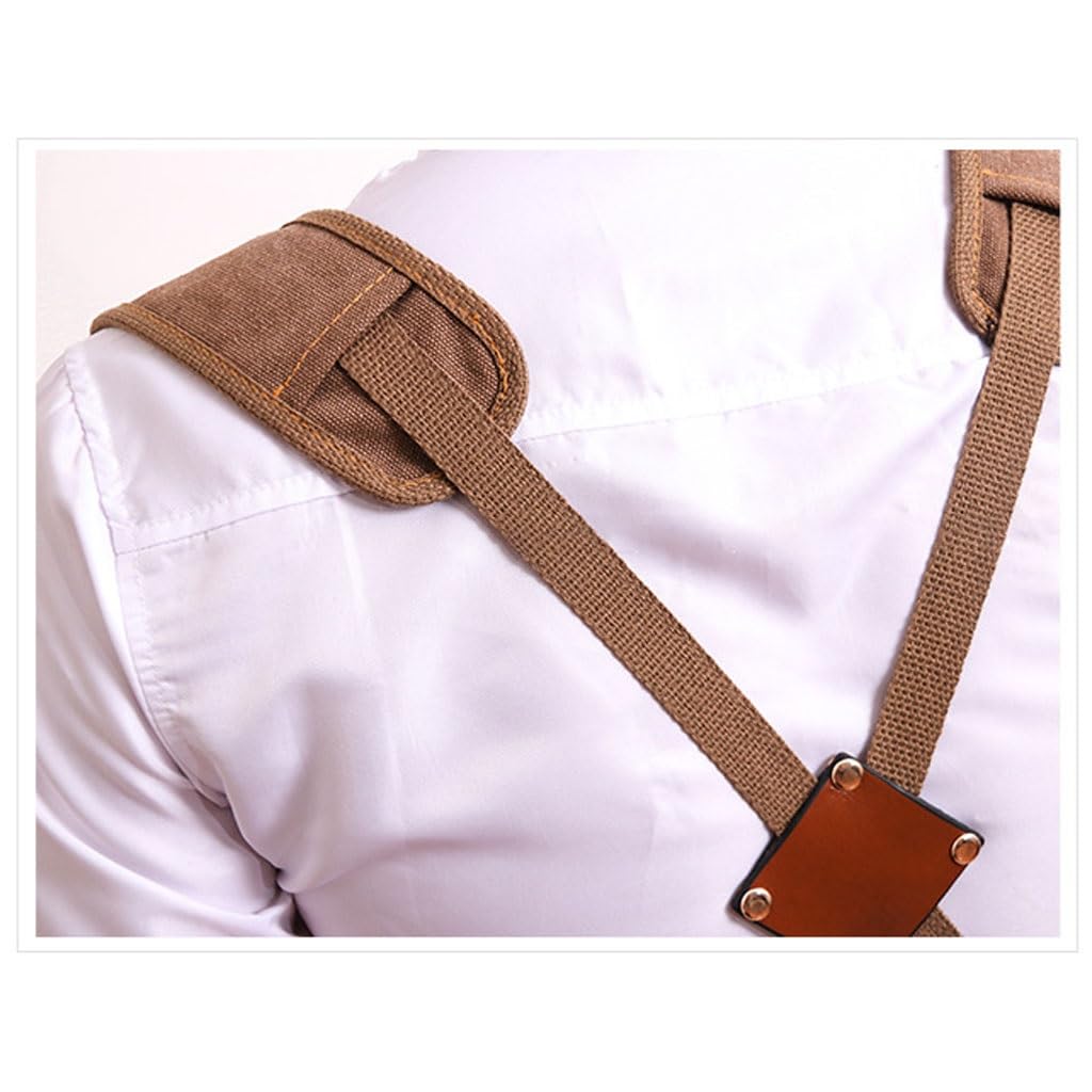 Delantal de cocina de lona, barbería, cafetería, jardinería, carpintero, hombre y mujer, restaurante, camarero, ropa de trabajo, delantal con bolsillos