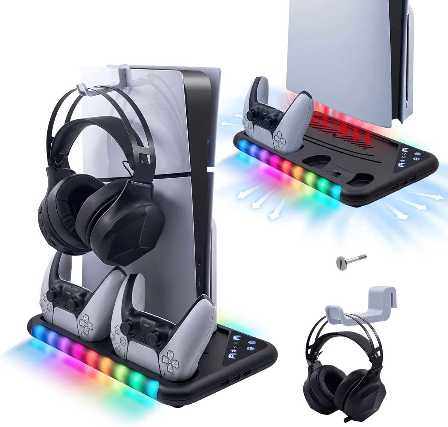 New World Cooling Stand with Controller Charging Station for PS5/PS5 Slim Console, 3-Level Cooling Fan, RGB Light, Headset Holder , PS5 /PS5 Slim Disc /Digital Cooling Charging Stand (B0D33FBHYB) Amazon Price History, Amazon Price Tracker