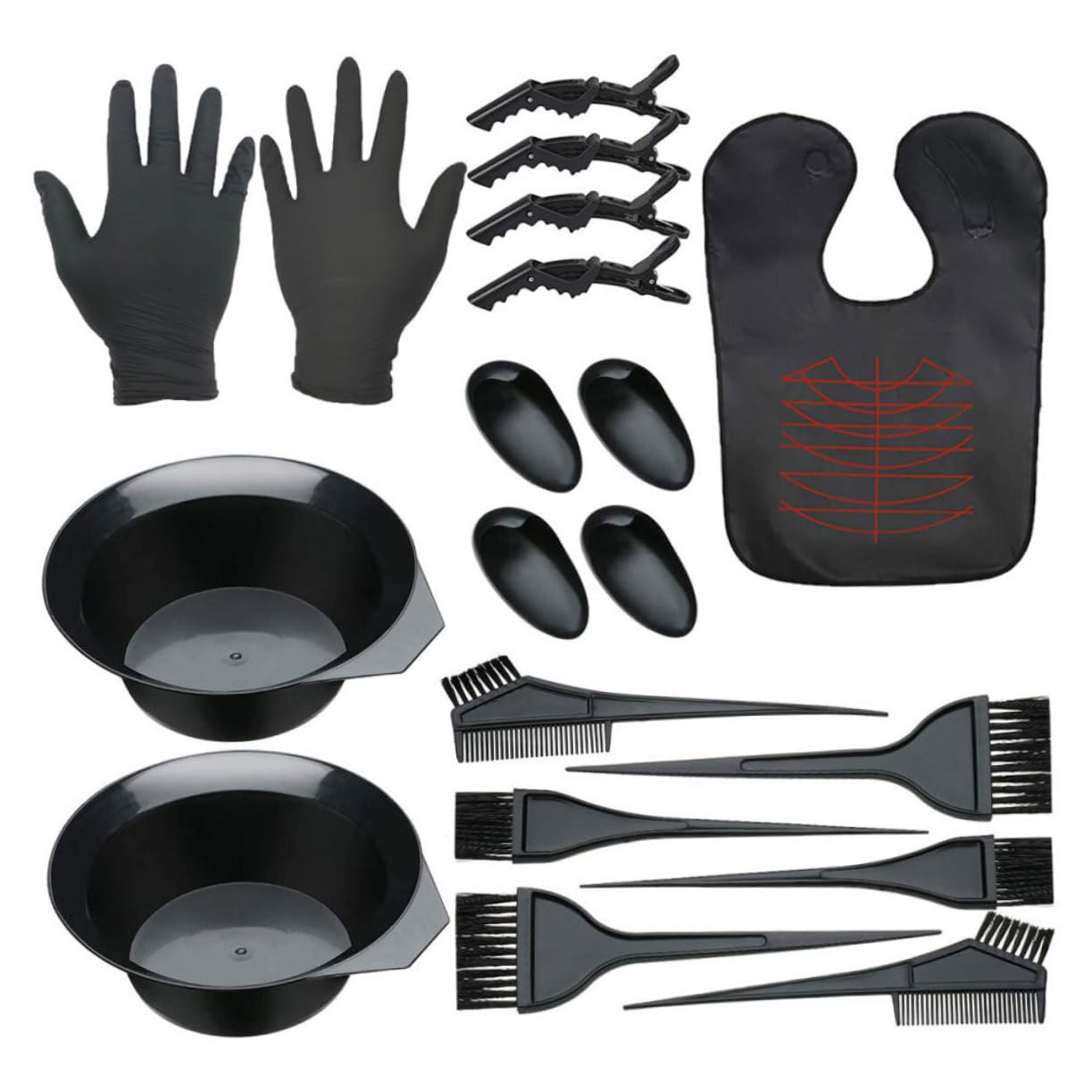ARTSEWPLY 19Pcs Hair Dye Tool Kit Complete with Dye Brush Mixing Bowl Ear Covers and Cape for Home Hair Coloring Safe and Odorless Hair Dyeing Accessories
