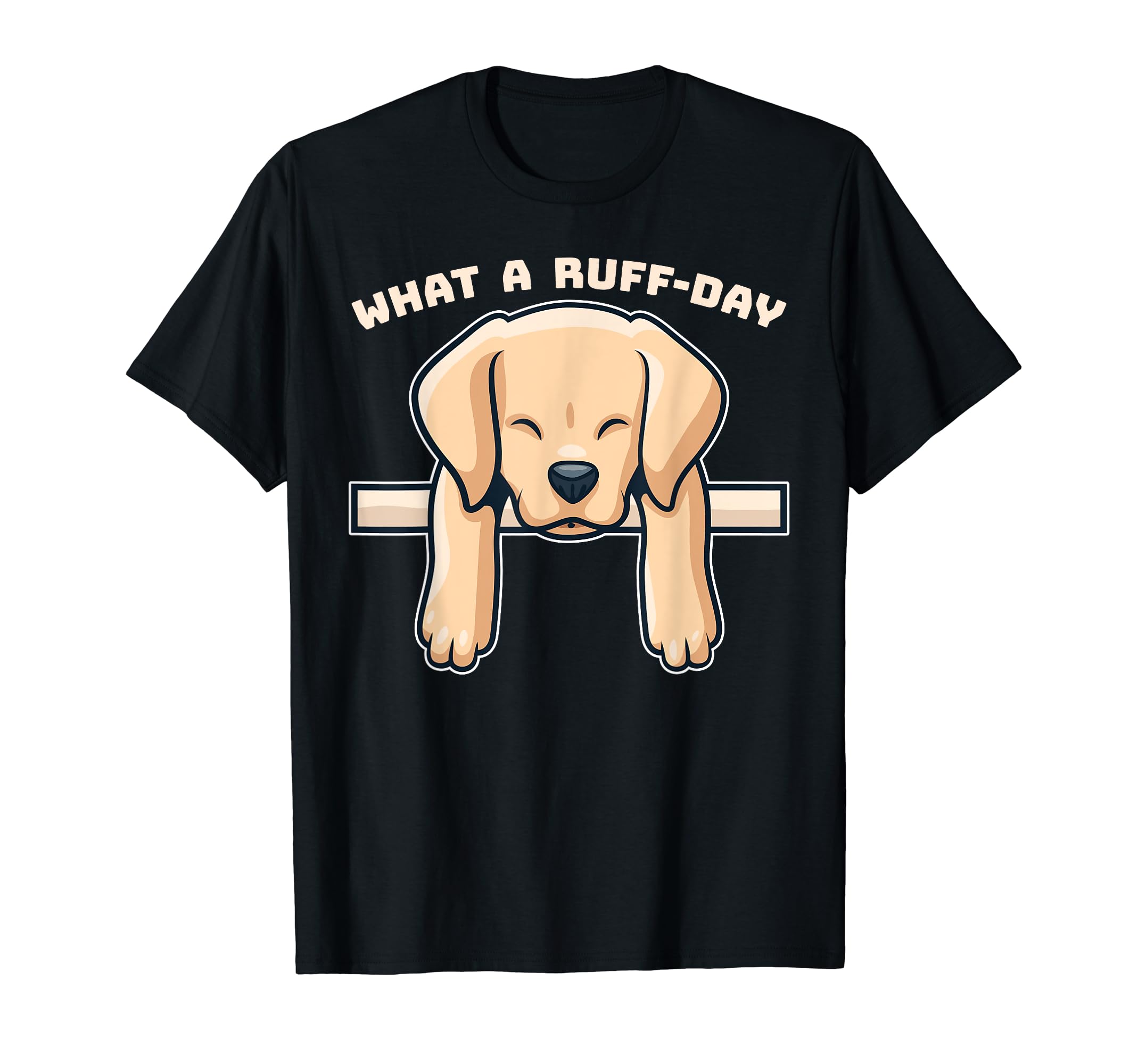 Funny dog pun "What a ruff day" T-Shirt, Black