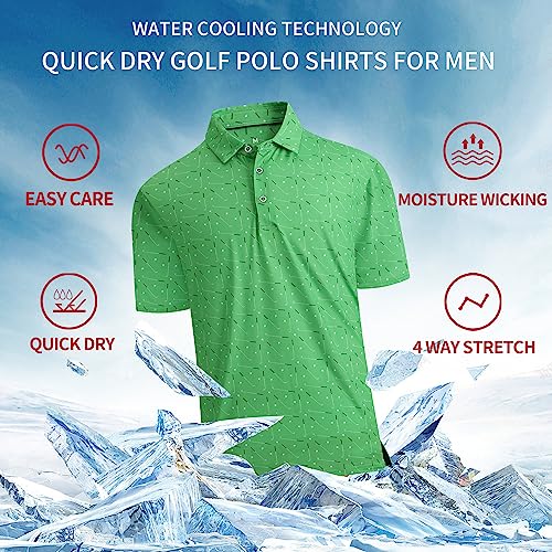 Samerm Mens Golf Shirt Short Sleeve Print Performance Moisture Wicking Dry Fit Polo Shirts For Men,Greengolfclub Xl #TOP1