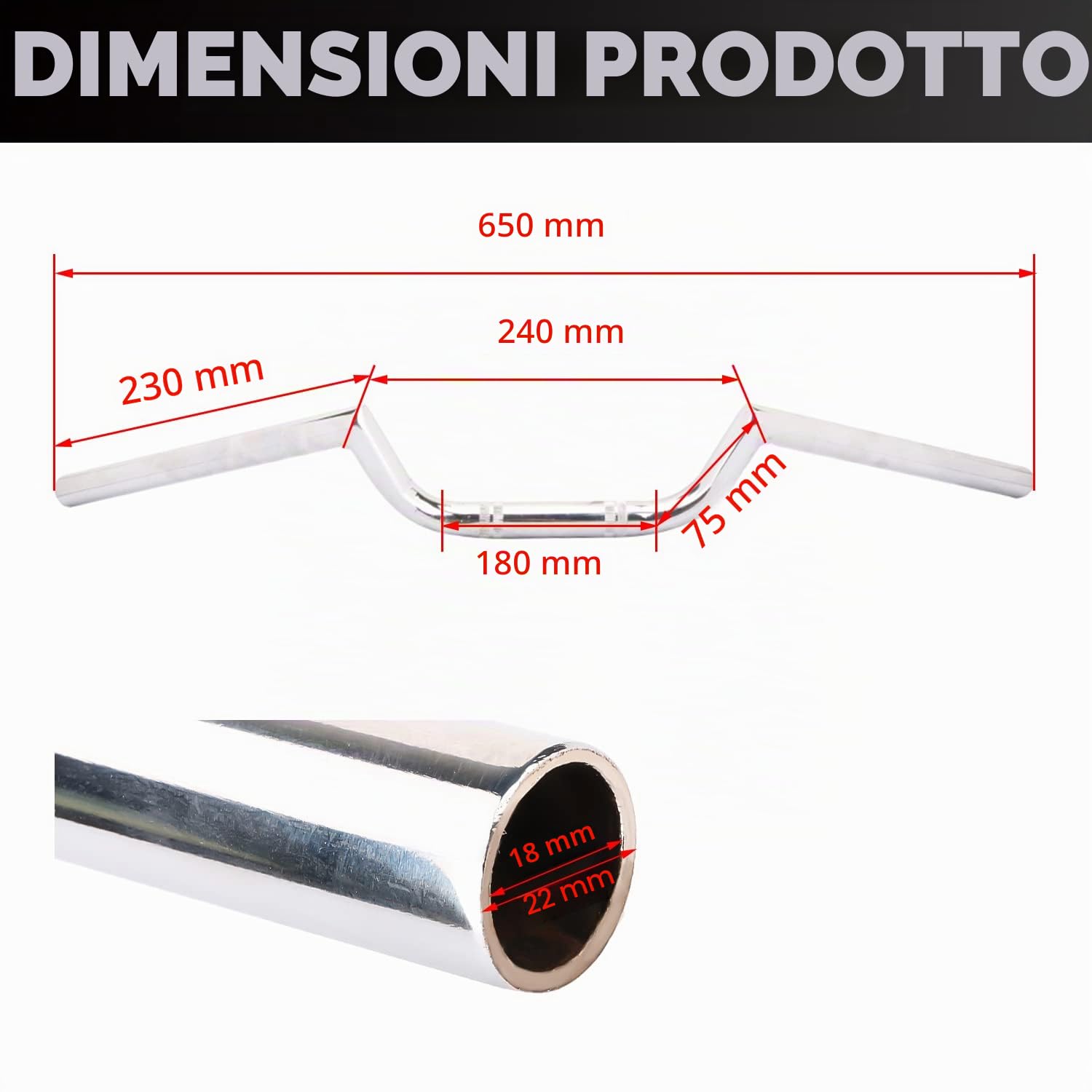 AnXin, manubrio per moto, 22 mm, stile Cafe Racer, Ace Clubman, universale, per applicazioni su custom e bobber