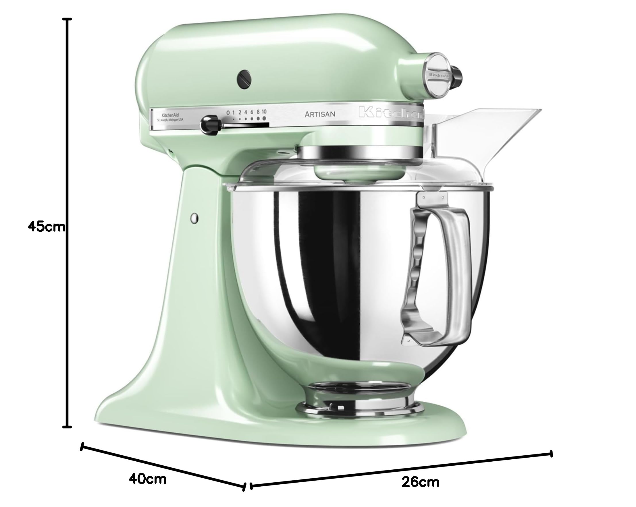 KitchenAid Küchenmaschine - Artisan - Kippbarem Food Processor - Teigknetmaschine mit 5 Zubehör - 2 Schüsseln aus Edelstahl - 4.8 L - Pistazie