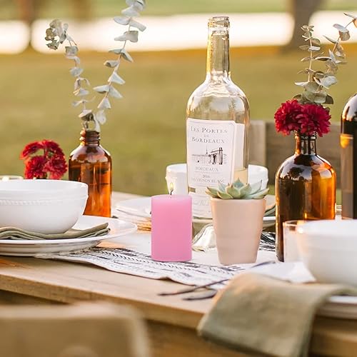 Miniatura 9 de Paquete de 12 velas de pilar rosas de 2 x 3 pulgadas para el día romántico de San Valentín, velas de columna sin perfume para el hogar,