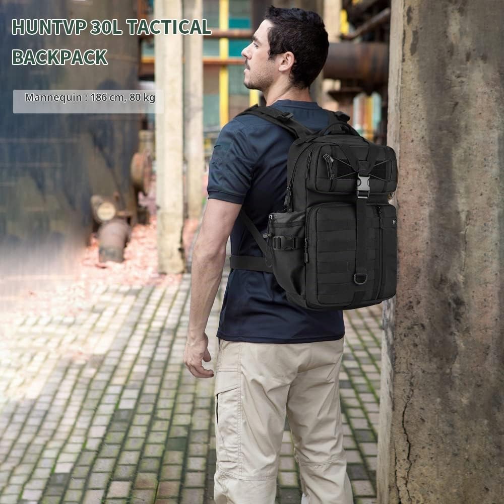 HUNTVP Sac à Dos 30L Militaire Sacs à dos de Randonnée Molle Tactique Sac de Chasse Sacs Voyage de Cours Sac à Dos pour Camping Sport Cyclisme Escalade