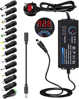 Wefomey 72W Universal Power Adapter Adjustable DC 3V ~ 24V Variable Switching AC Supply Adapter 100V-240V to DC 24V 3A Converter with 14 Different Plugs & Polarity Converter - 3000mA Max