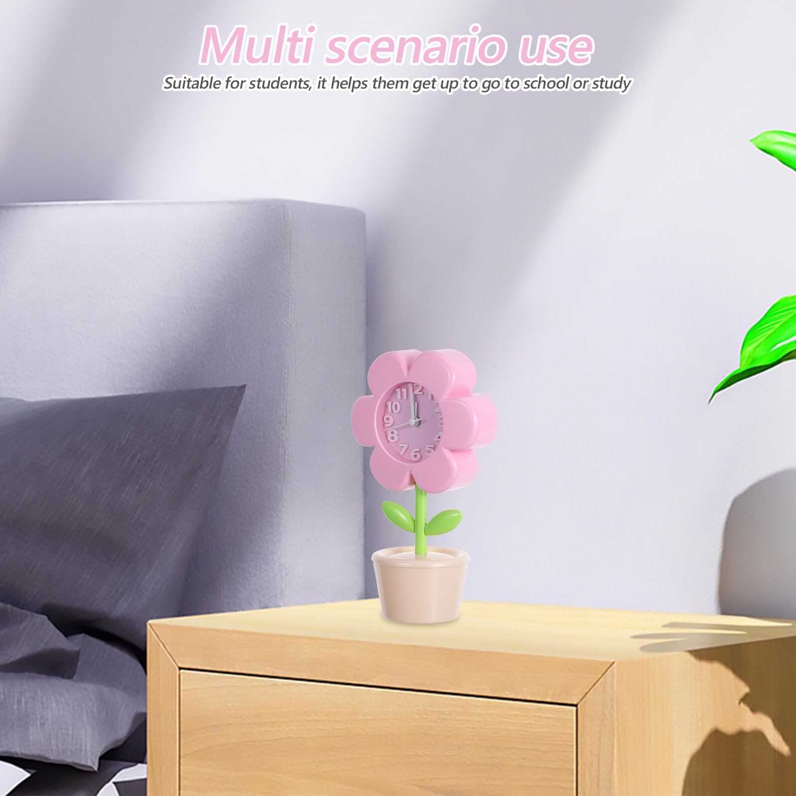 NUOBESTY Despertador Infantil Floral Silencioso con Mecanismo DIY Pequeño Reloj Mesita Noche para Niñas y Adolescentes Decoración Portátil para Dormitorio