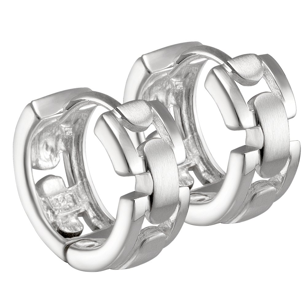 VINANI Klapp-Creolen aus 925 Sterling Silber I Nickelfreie Ohrringe für Damen I Mattierte & glänzende Oberfläche mit Anlaufschutz I Allergikerfreundlich I Handarbeit in Juweliersqualität I CRKG