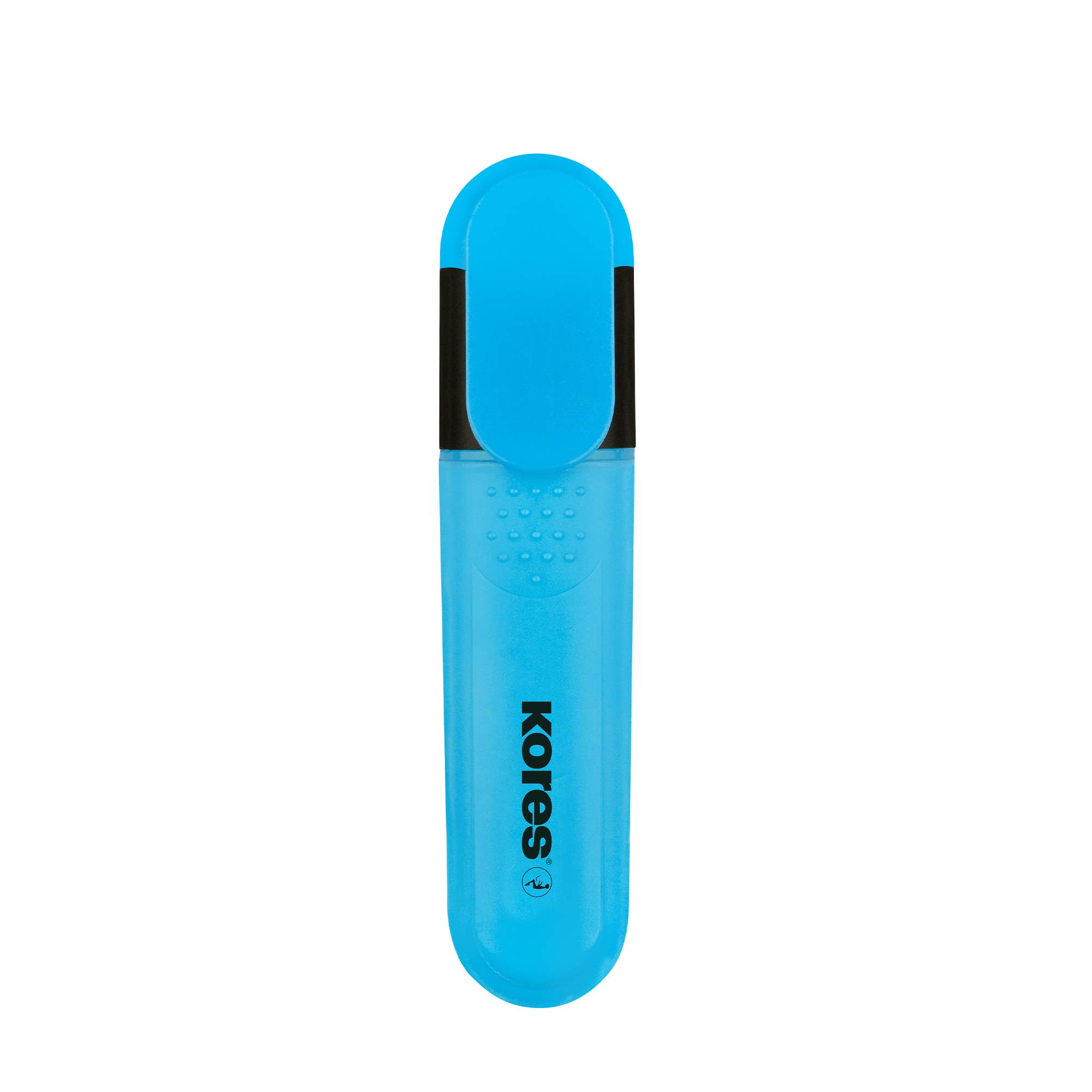 Kores, Blue Highlighter Pen, Bright Liner Plus, Chisel Tip, Universal Water Based-Ink Highlighter Pen with Ergonomic Shape