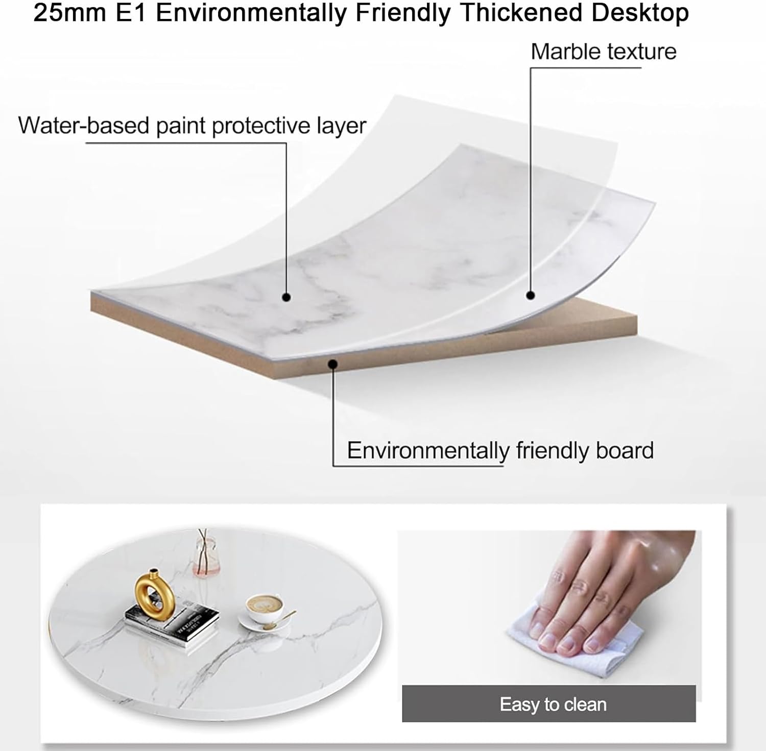 Conference Table with 4 Chairs Set, Office Reception Club Table, Small Round Conference Table, Table and Chair Set for Living Room and Kitchen(Brown)