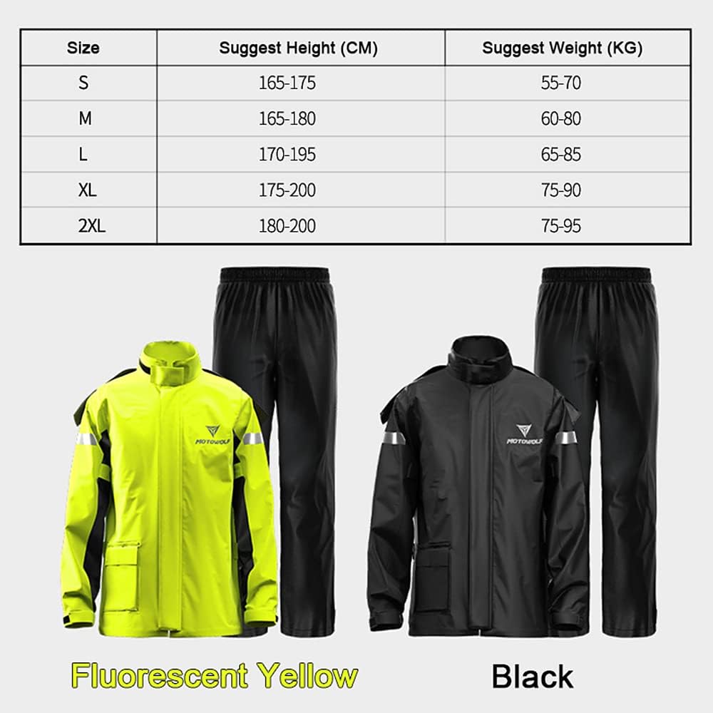 Lixada Herren Motorrad Regenanzug Outdoor Reflektierende wasserdichte Regenjacke und Hose Regenbekleidung für Fahrradfahren Radfahren Camping Wandern