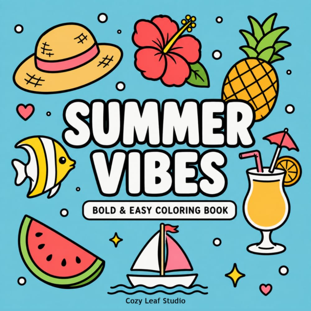 Summer Vibes: Bold & Easy Coloring Book